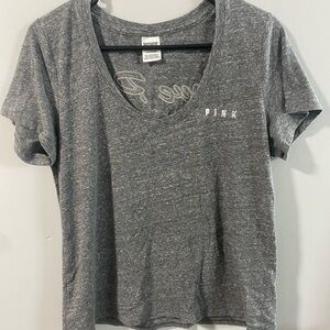 PINK Victoria's Secret Heather Gray V-Neck Tee